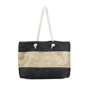 OLIVIA MILLER METALLIC GOLD AND BLACK TOTE BAG
